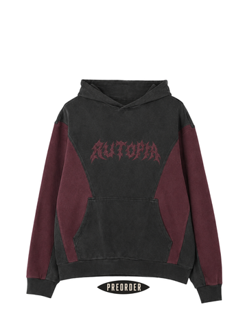 Charcoal / Wine Panel Hoodie