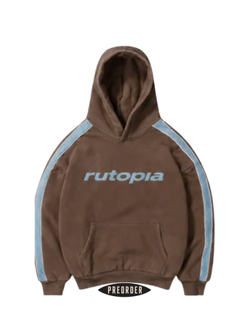 Brown / Blue Piping Hoodie