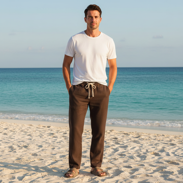 Men's Brown Linen Pants Beach